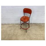 Vintage Chrome and Red Bar Stool