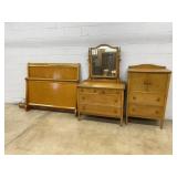 3 Piece Birdseye Maple Vintage Bedroom Suite