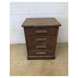 Primitive Oak 4 Drawer Cabinet