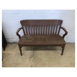 Oak Plank Seat Sette w/ Slatted Back