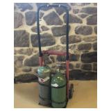 Pair of Acetylene Bottles with Hand Cart