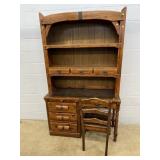 Pine Desk w/ Bookcase Top and CHair