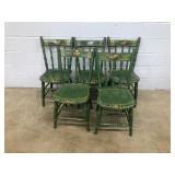 Set of 5 Painted Antique Side Chairs