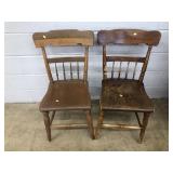 Pair of Plank Seat Vintage Chairs