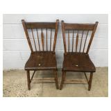 Pair of Plank Seat Vintage Chairs