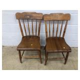 Pair of Plank Seat Vintage Chairs