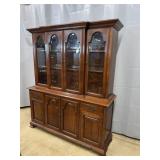 2 Piece Cherry Hutch w/ Arched Upper Glass Doors