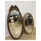 2 Oval Gilt Frame Mirrors