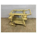 Vintage wicker Serving Cart w/ Glass Tray
