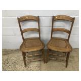 2 Cane Seat Vintage Side Chairs