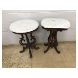 2 Victorian Marble Top Parlor Tables