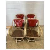 4 Rattan Swivel Arm Chairs