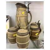 Stoneware Pitcher with Steins