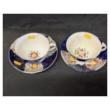 (2) Gaudy Ironstone Cups and Saucers