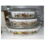 (3) Corning Ware Casseroles with Lids
