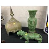 Cast Metal Helmet and Oriental Decor