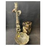 Cast Metal and Alabaster Oriental Decor