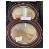 (2)  Framed Cork Scenes