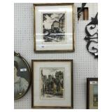Pair of Signed and Numbered Antique Watercolor Eng