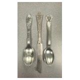 (2) Sterling Spoons and Fish Knife