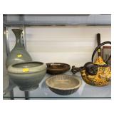 Oriental Pottery, Cloisonne' Style Teapot