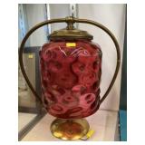 Cranberry Glass Hanging Light