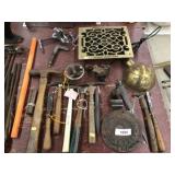 Brass Wall Fan and Antique Tools