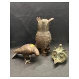 Cast Metal Canister with Figurines