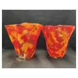 (2) Unsigned Art Glass Vases