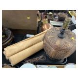 Wicker Lamp with Rice Paper Wall Hangings