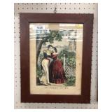 Antique Currier Print with Red-Painted Frame
