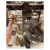 Pair of Walnut Shelves, Esso Avon Bottle, and
