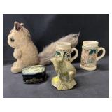 Miniature Beer Steins, Plush Squirrel, Figurine