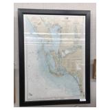 Large Framed Map of Florida Gulf Coast