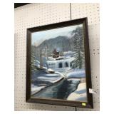 Signed G. Bennett 1997 Oil Painting of Mill