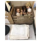 Vintage Dolls, Canes, Rug Beater, Bean Pot