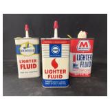 (3) Vintage Lighter Fluid Cans