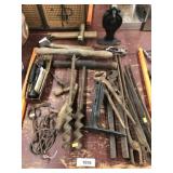 (2) Barn Augers and Antique Tools