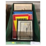 Framed Goods, Stock Certificate, Game Comm. Signs