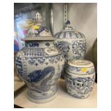 (3) Oriental Porcelain Canisters