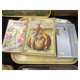 Vintage Puzzles with Enamelware Pan