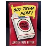 New Old Stock Lucky Strike Tin Sign