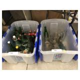 (2) Plastic Totes/Lids, Medicine and Soda Bottles