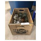 Wood Hires Root Beer Shipping Crate and Bottles