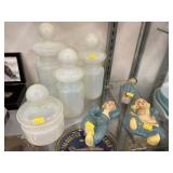 Opalescent Canisters with Wall Plaques