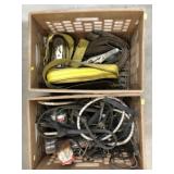 (2) Plastic Crates of Bungee Cords and Straps
