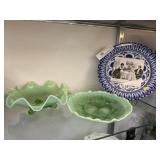 Opalescent Glassware with Transferware Plate