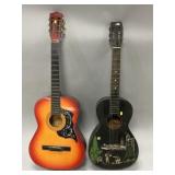 (2) Incomplete Decorated Acoustic Guitars