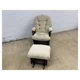 Upholstered Platform Rocking Chair w/ ottoman