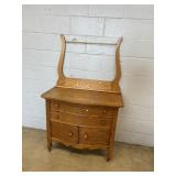 Vintage Oak Bureau with Towel Rack